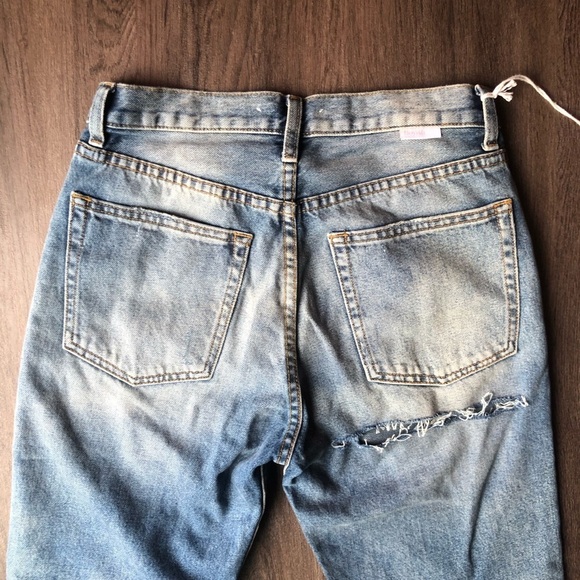 Boyish by HER Jeans Size 26 Billy Rear Window with Butt Slit Distressed Raw Hem - Picture 5 of 11